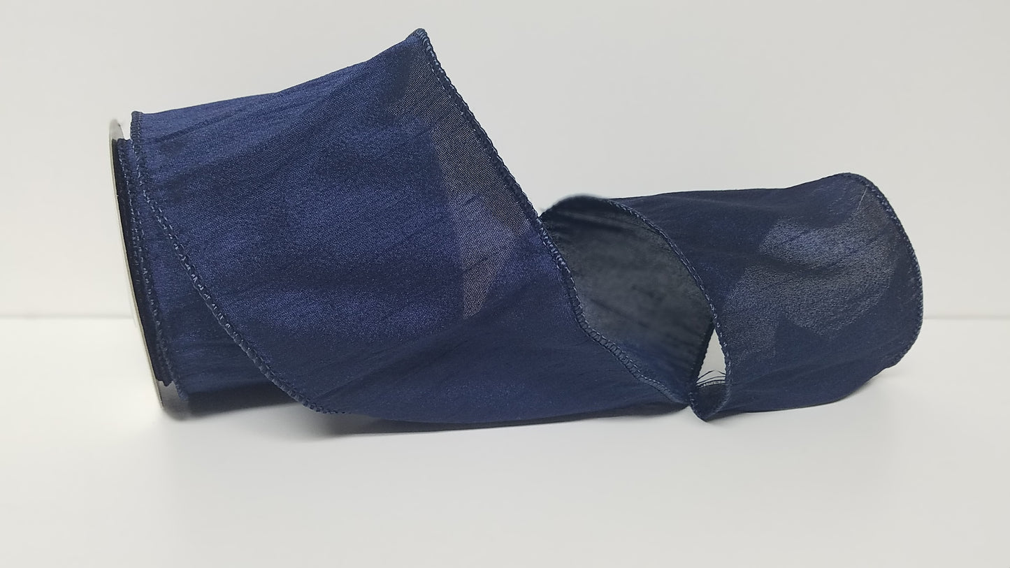 4" Anisha Navy Wired Ribbon
