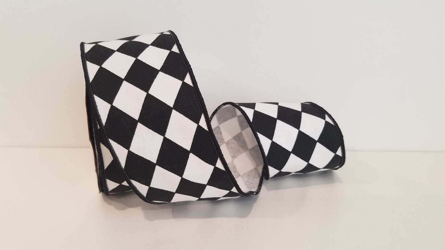 2.5" Diamond Classic Wired Ribbon - Black