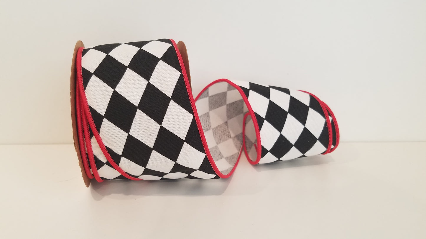 2.5" Diamond Classic Wired Ribbon - Red/Black