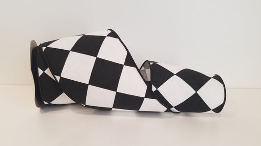 4" Diamond Grand Wired Ribbon - Black