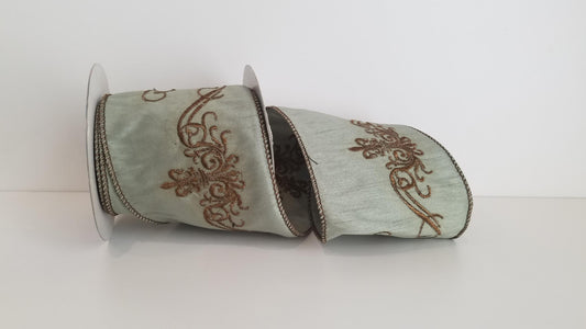 4" Grace Wired Ribbon - Sage