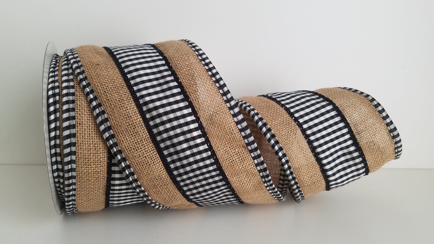 4" Checkered Wired Ribbon
