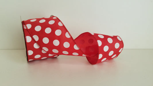 2.5" Red Spirit Dot Wired Ribbon