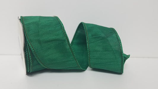 2.5" Anisha Forest Green Wired Ribbon