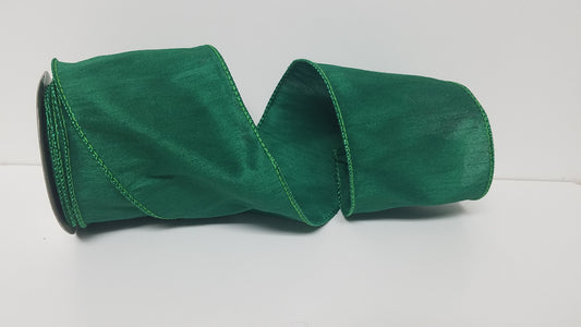 4" Anisha Forest Green Wired Ribbon