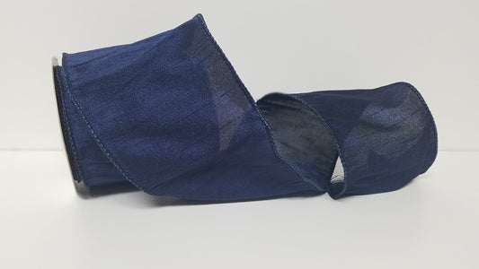 4" Anisha Navy Wired Ribbon
