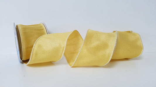 2.5" Anisha Soft Gold Wired Ribbon