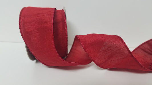 2.5" Anisha Red Wired Ribbon