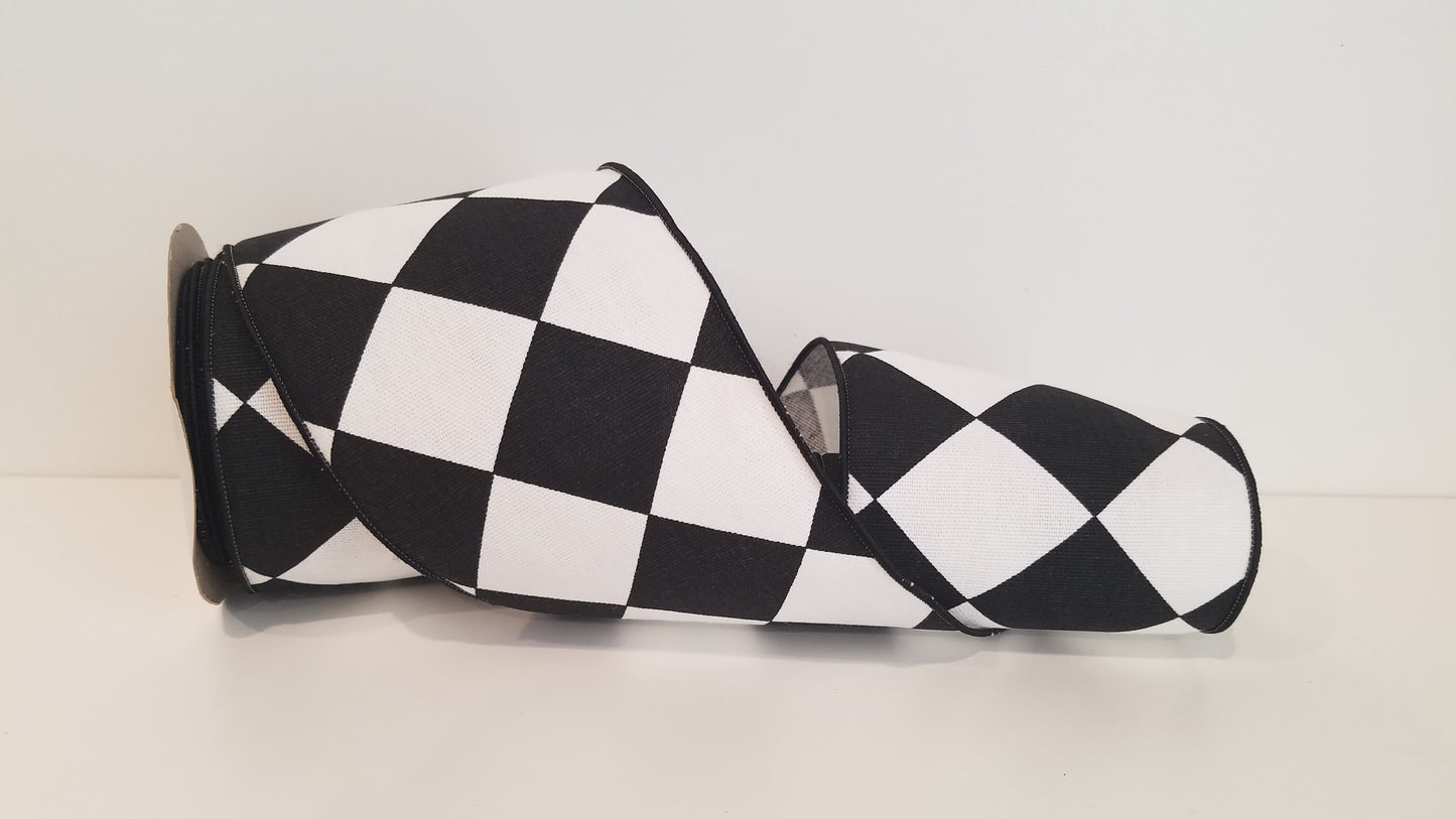 4" Diamond Grand Wired Ribbon - Black