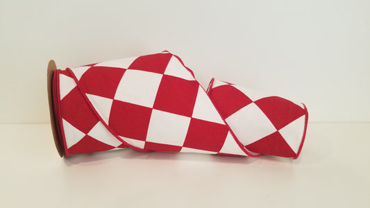 4" Diamond Grand Wired Ribbon - Red