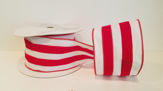 4" Fairbanks Wired Ribbon - Red/White