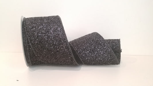 4" Jazz Era Glittery Wired Ribbon - Black