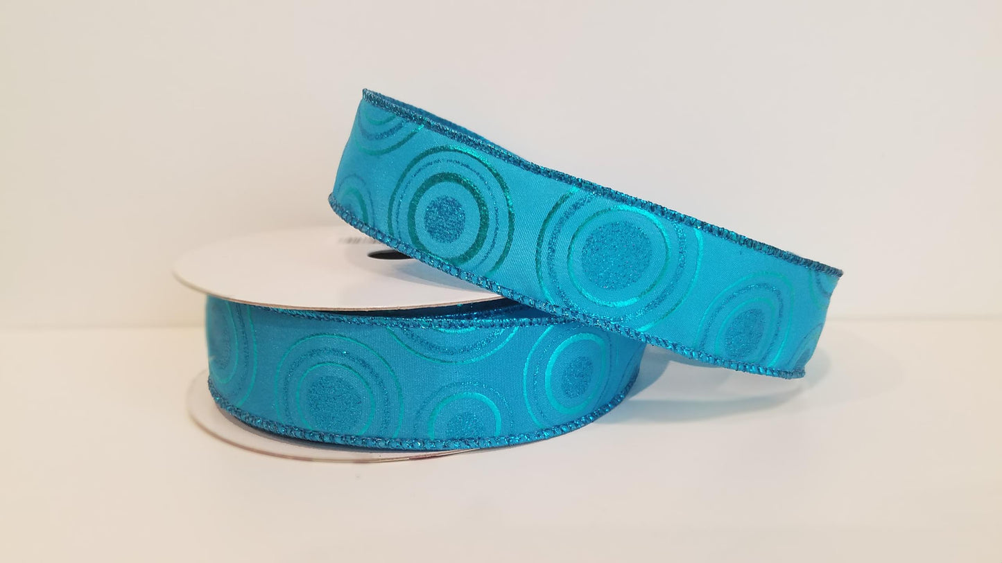1.5" Kat Turquoise Wired Ribbon