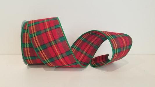 2.5" Red Plaid New Weave Wired Ribbon