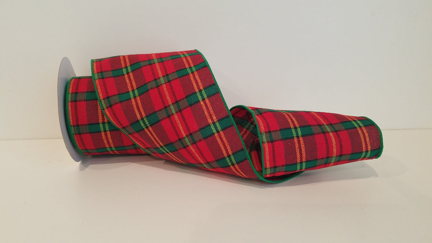 4" Plaid New Weave Wired Ribbon